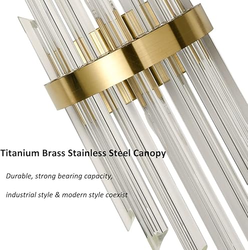 Miniatura 4 de HOLKIRT Juego de 2 apliques de pared de cristal moderno para montaje en pared, lámpara de tocador de baño, acabado dorado