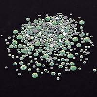 Vista 9 de 60 piezas de diamantes de imitación de cristal con formas mixtas con parte trasera plana, gemas de ópalo verde, 480 cuentas redondas 3D