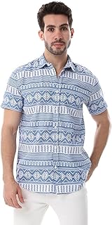 قميص بأكمام قصيرة وياقة مطوية لأسفل للرجال من وايت رابيت