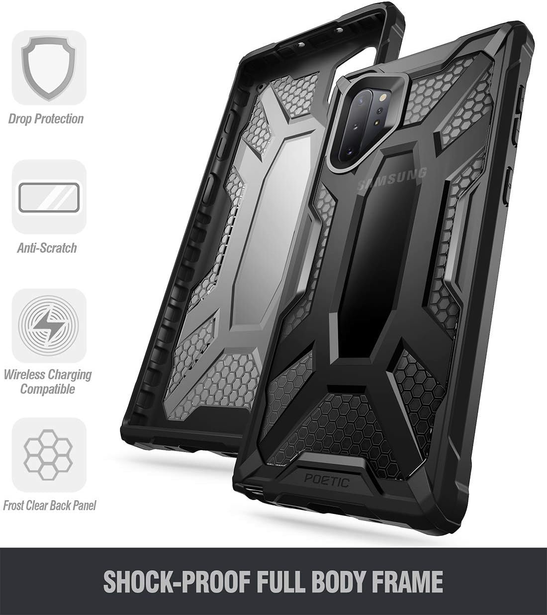 Galaxy Note 10 Plus Case, Poetic Premium Hybrid Protective Clear Bumper Cover, Rugged Lightweight, Military Grade Drop Tested, Affinity, for Samsung Galaxy Note 10+ Plus 5G, Smoke Grey