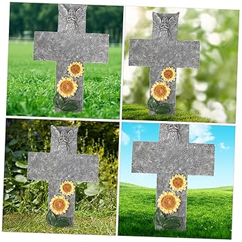 Amazon｜GANAZONO 1セット向日葵デザインの十字架型墓碑 耐久性