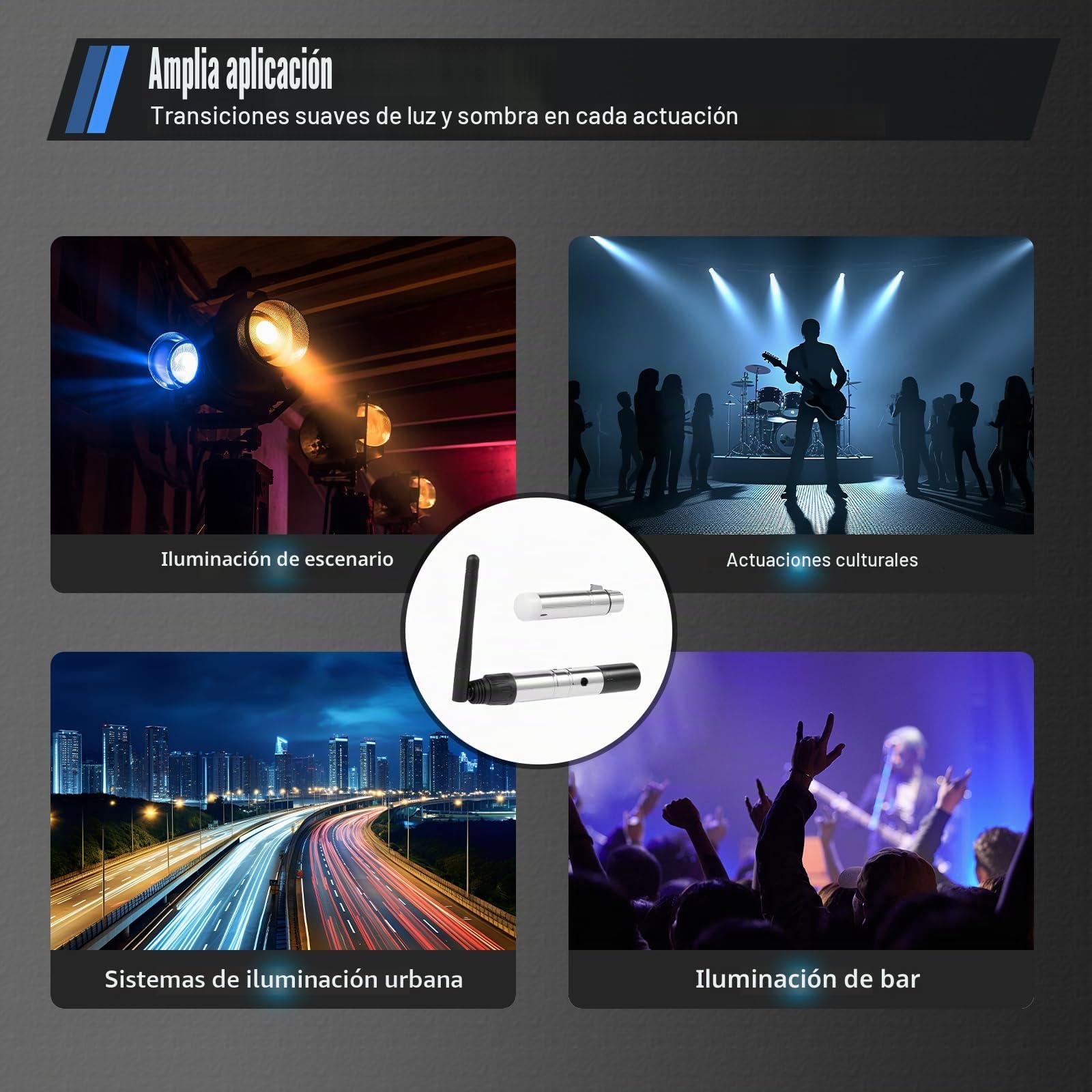 Genérico DMX - Juego de 8 receptores inalámbricos DMX512 2.4G para Bar, 1 transmisor inalámbrico DMX512, Partido Control de luz, DMX Controlador Macho/Hembra para Cabezales móviles LED de iluminación