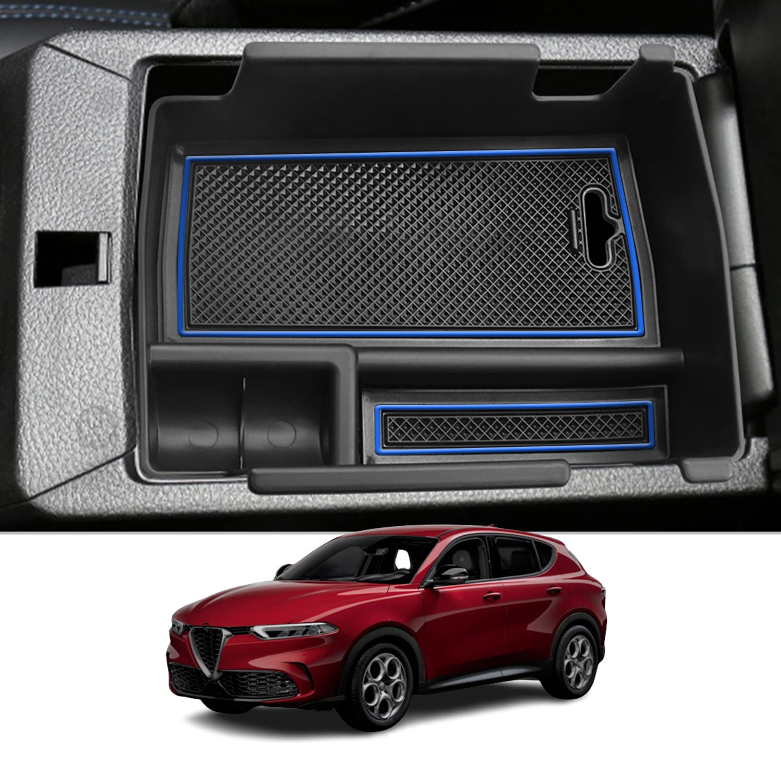 CDEFG Compatibile con Alfa Romeo Tonale 2022 2023 2024 2025, Vano Portaoggetti da Bracciolo Scatola di Controllo Centrale Scatola di Organizer per Auto Tonale Hybrid PHEV Accessori (Blu)