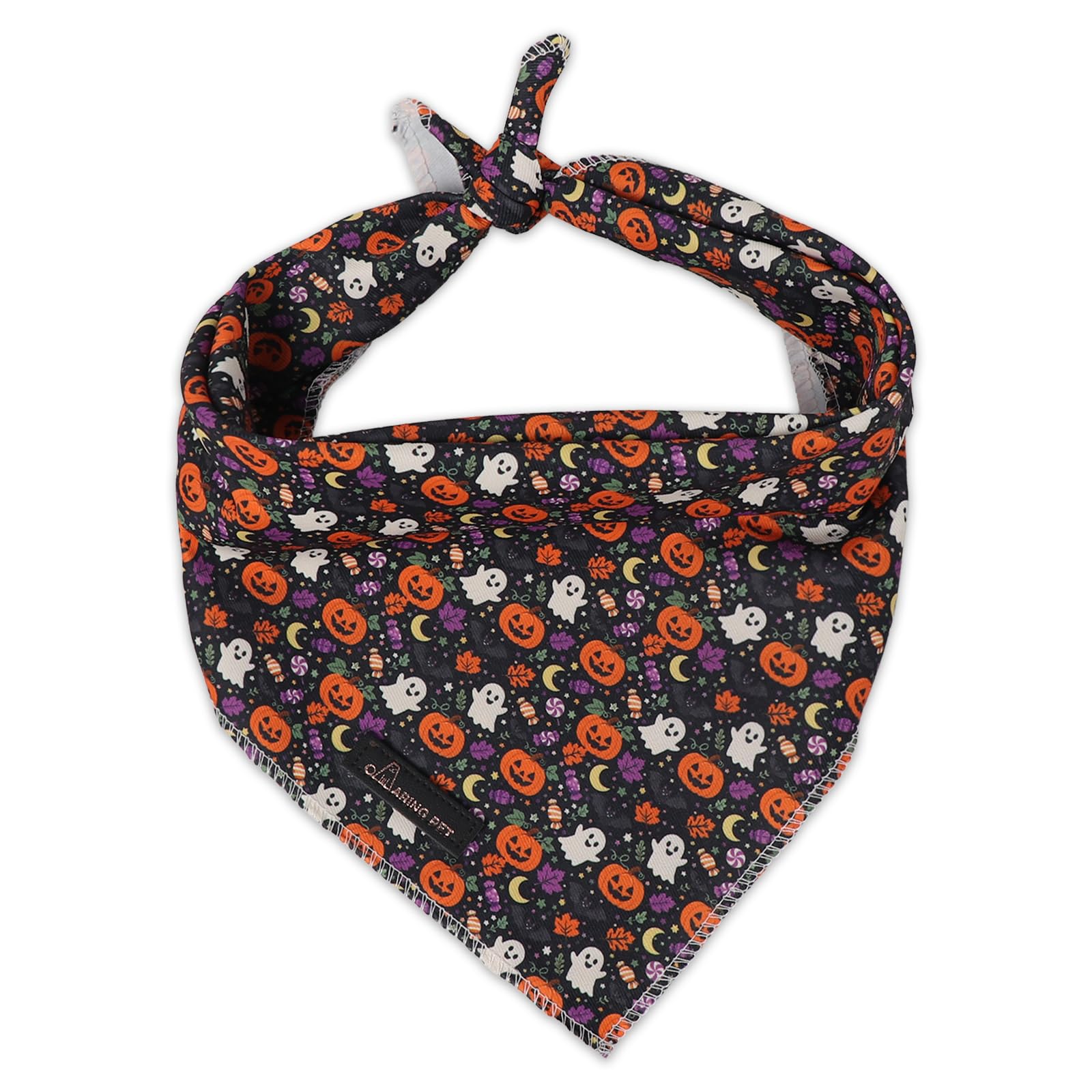 ARING PET Halloween Dog Bandanas, Cute Black Pumpkin Ghost Pet Bandana Triangle Bib for Small Medium Large Boy Girl Dogs, Puppy Kerchief for Halloween Parties Spooky Season Fall Celebrations-S