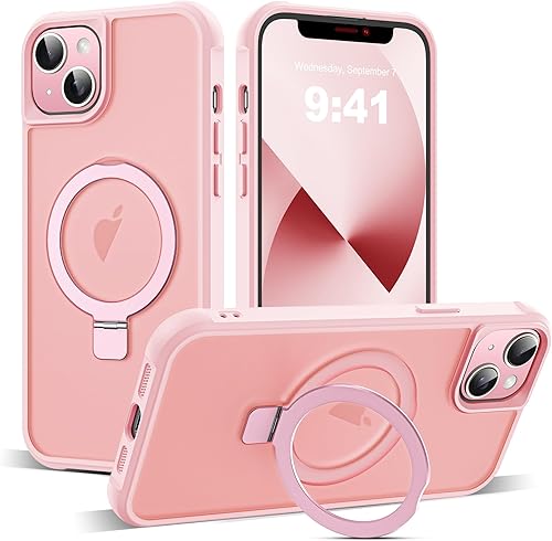 Miniatura 108 de Funda de grado militar compatible con iPhone 14 Plus de 6.7 pulgadas, con soporte magnético invisible tipo anillo, compatible con MagSafe y gran