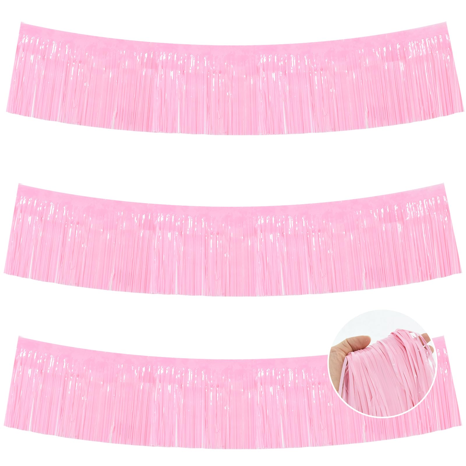 BEISHIDA Macaron Pink Fringe Garland Banner 30ft Wall Tinsel Foil Streamers