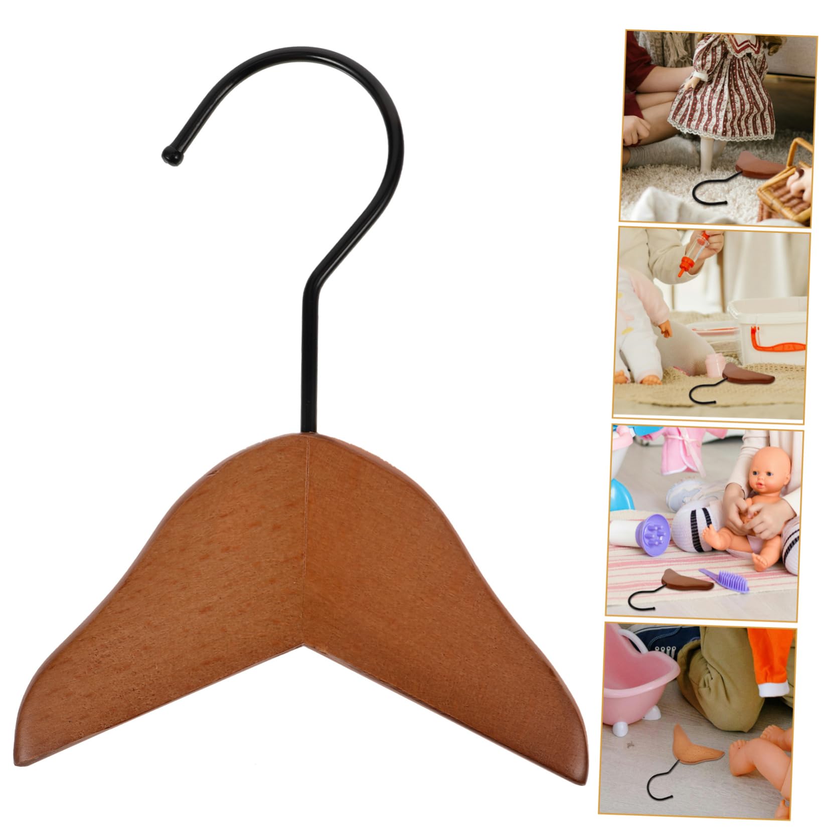 GIVBRO Lot De 10 Mini Cintres En Bois Pour Vêtements De Poupée - 8,5 Cm