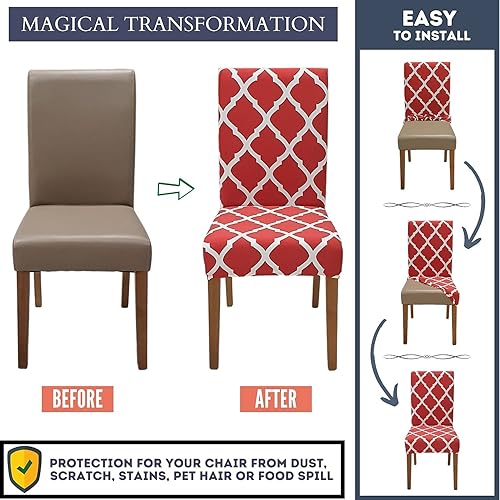 Miniatura 4 de SPRINGRICO Fundas para sillas de comedor, paquete de 6, fundas elásticas para sillas de comedor, de elastano, lavables, fundas para sillas Parsons,