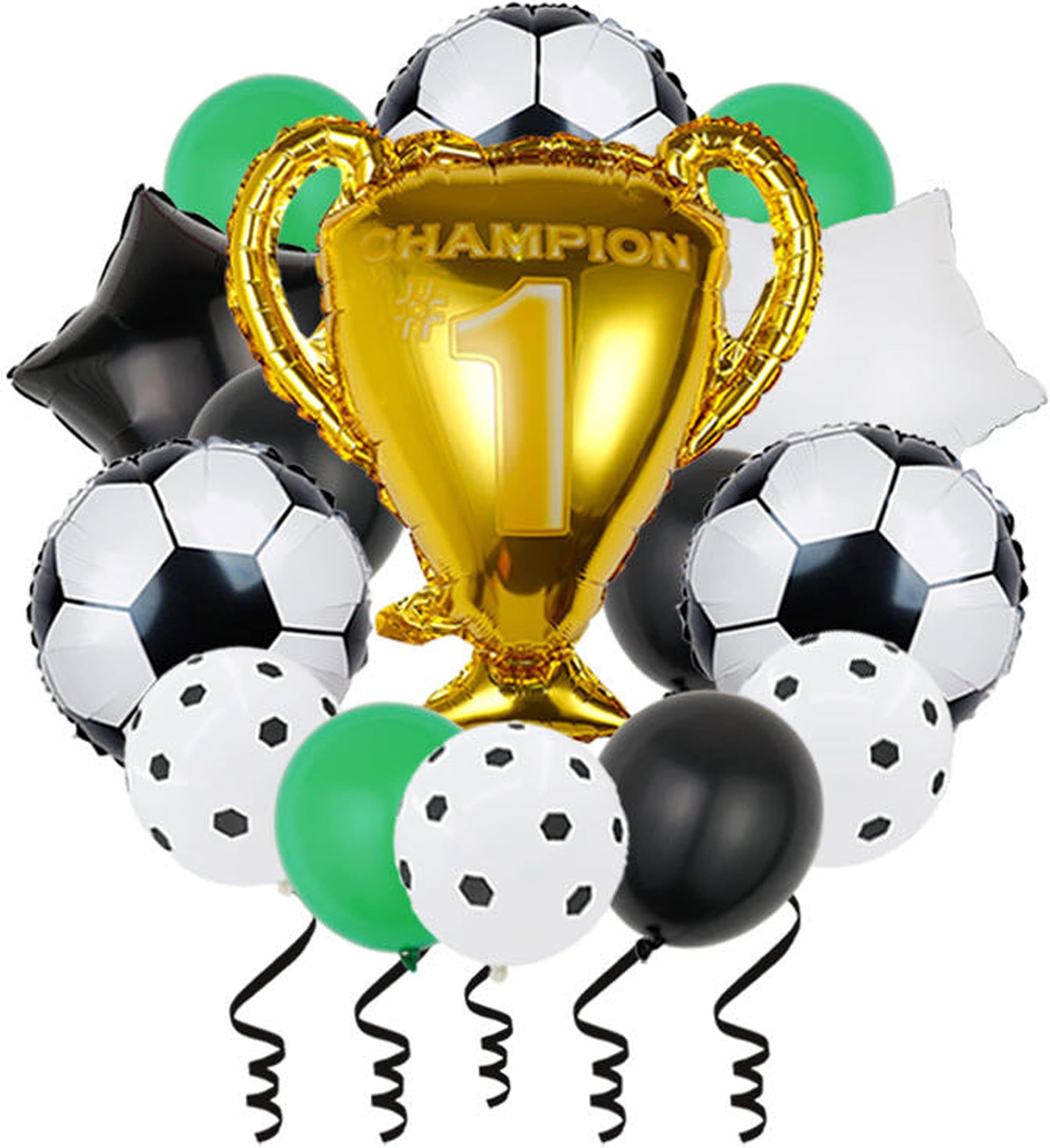 15Pcs Black and White Soccer Football Sports Latex Balloons Set for Kids Birthday Party Decoration Gift
