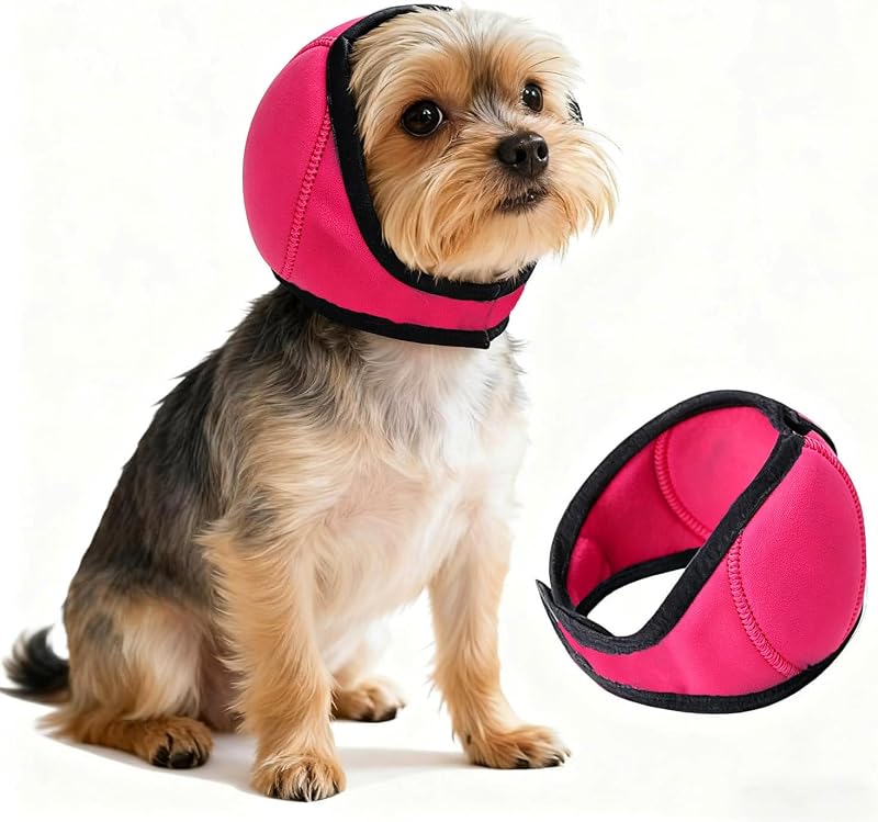 Protetor de Orelhas para Cães HCCW em Tecido Respirável Ajustável Fuchsia, Pequeno (25,4–38,1 cm)