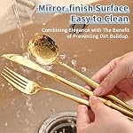 40 Ensemble d'argenterie en or pour pièces 8, Ensemble de couverts en acier inoxydable, Miroir poli plat, Lave-vaisselle Safe Tableware pour la maison, Mariage & Parti