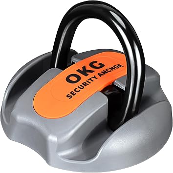 OKG Heavy Duty Security Ground Anchor, 9/16" 14mm Thick Hardened Steel Swing Shackle - Ideal for Bicycle Anchor, Motorcycle Anchor, E-Bike Anchor, Generator Anchor Lock - Permanent Anchor Point