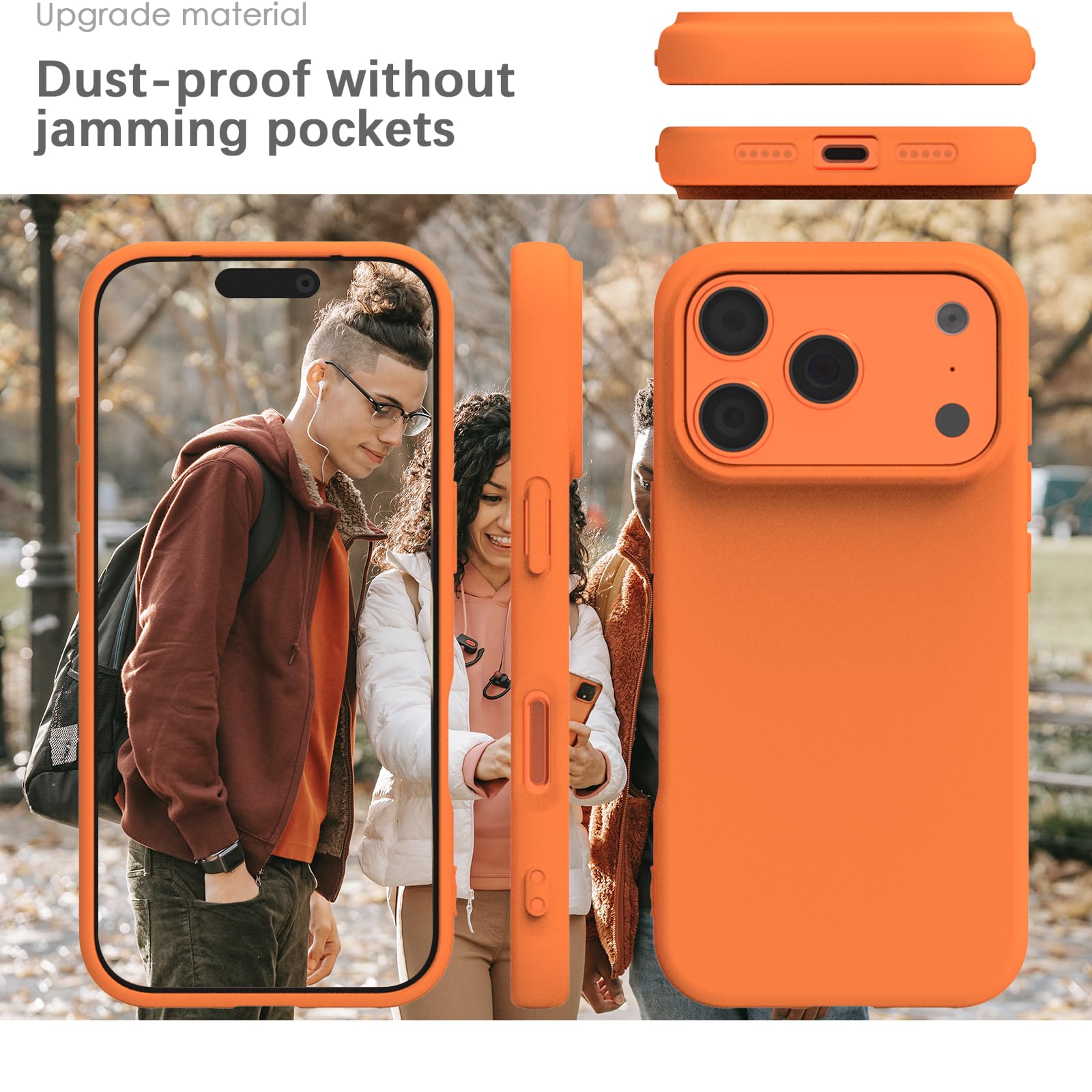 YATWIN Silicone Case for iPhone 17 Pro, Soft-Touch, Shockproof, DustProof, Antiskid Phone Cover for Apple iPhone 17 Pro - Orange — Amazon image 7