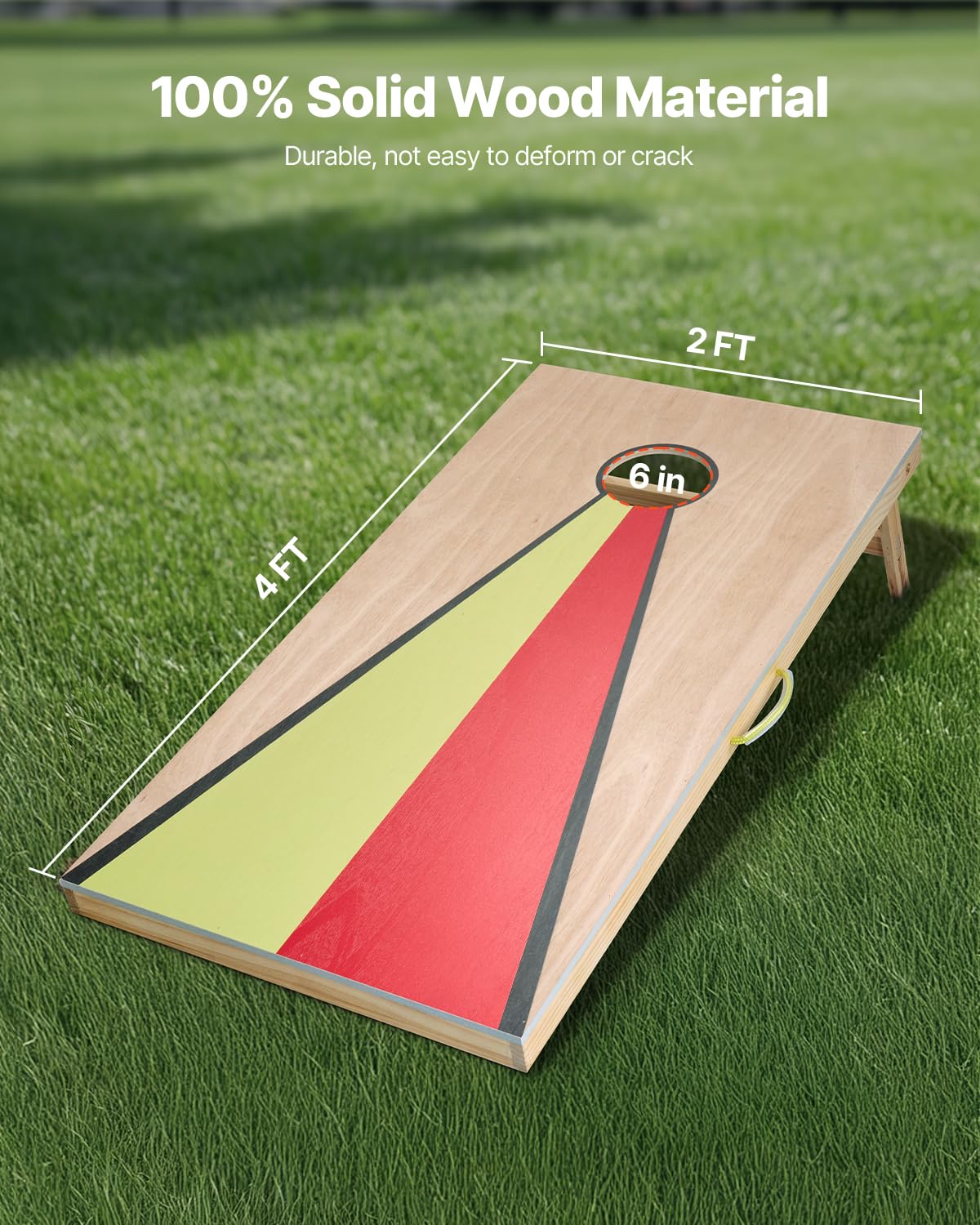 VEVOR Cornhole Spiel Set (1255 x 600 x 302 mm) Cornhole-Spielbretter, tragbares Wurfbrett aus Massivholz, Cornhole-Spiel für Erwachsene, inkl. 8 Sitzsäcken & Griff, für Garten Hinterhof Camping