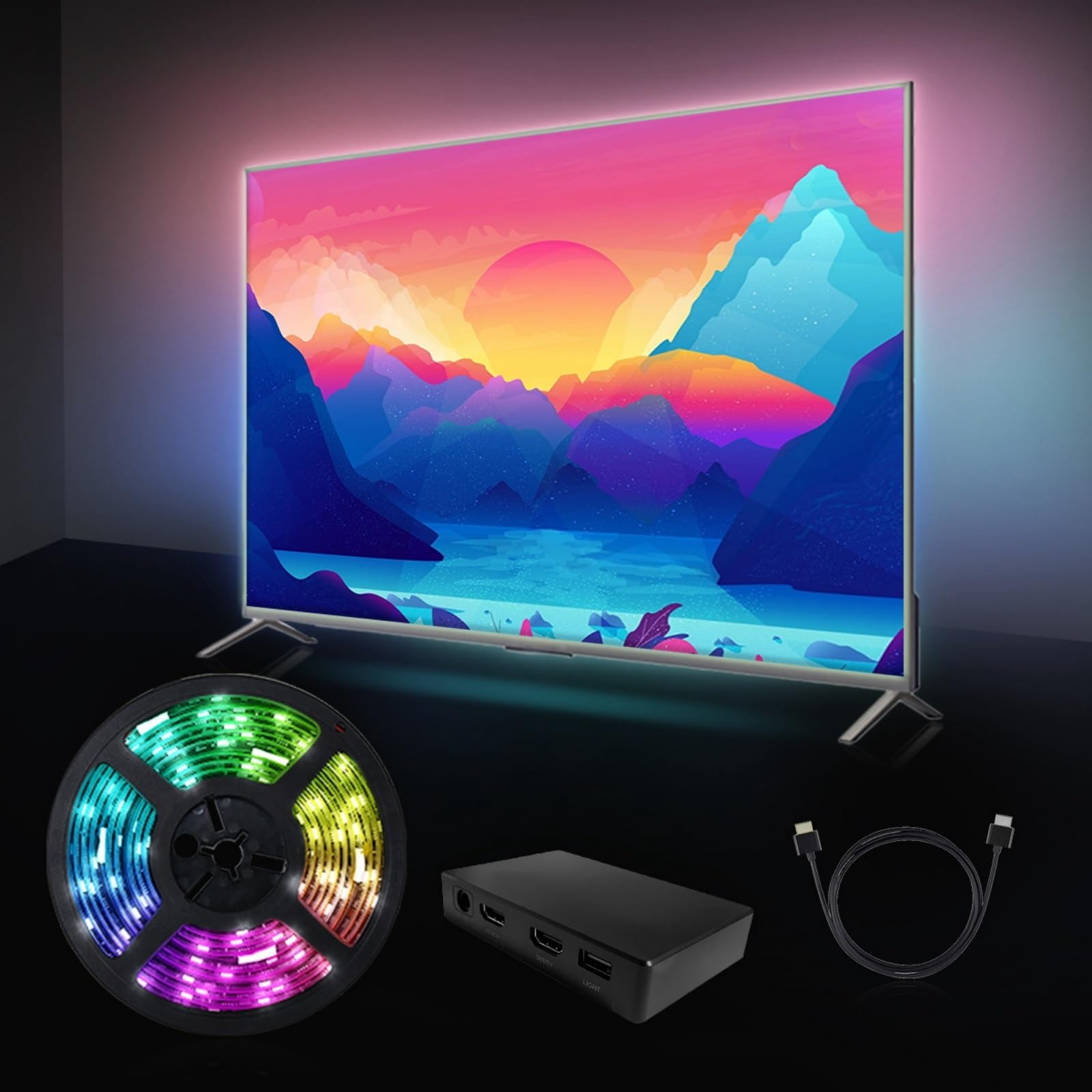TV retroiluminacion Sincronizada con Pantalla Juego TV con Pantalla Luces Fantasma Sonido y luz Ambiente sincronizado Luces de captacion Tira led Tira de Luces para TV Fondo Luces de Marcha