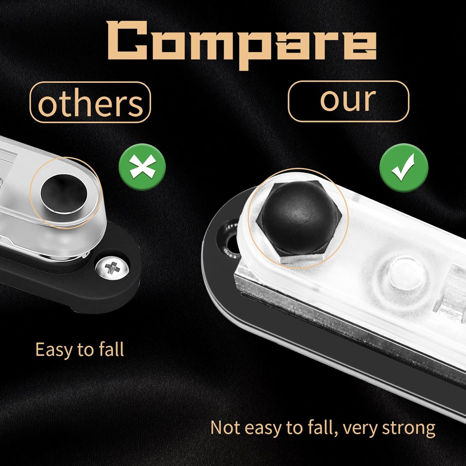 650A 12V Bus Bar Marine 12V - 48V Power Distribution Block with Cover with 6 x 3/8” (M10) Post,Battery 12V Bus Bar with 4PCS Battery Lugs and 4PCS Heat Shrink Tubing for Car Boat Marine