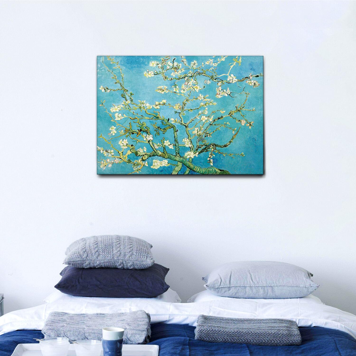 Giallobus - Quadro - Vincent Van Gogh - Fiori di mandorlo - Tela Canvas Telaio Standard - 100L x 70l cm - Pronto da appendere - Quadri moderni per la casa