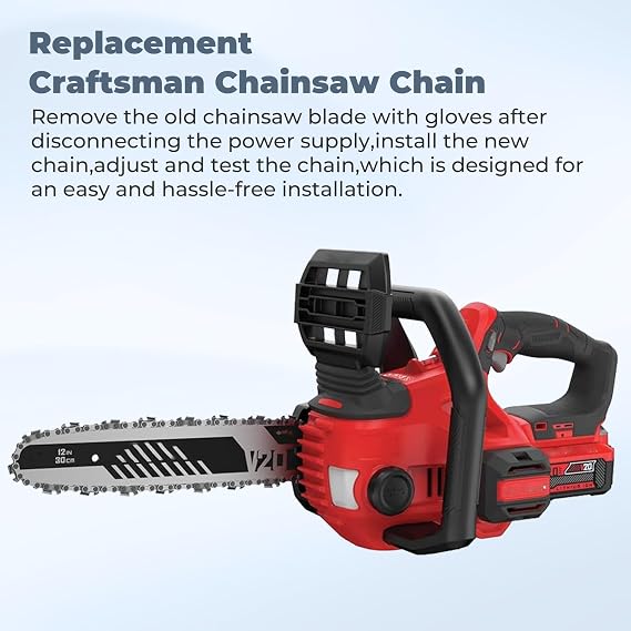 CMZCSC12 12 inch Chainsaw Chain Replacement for Craftsman V20 Chainsaw