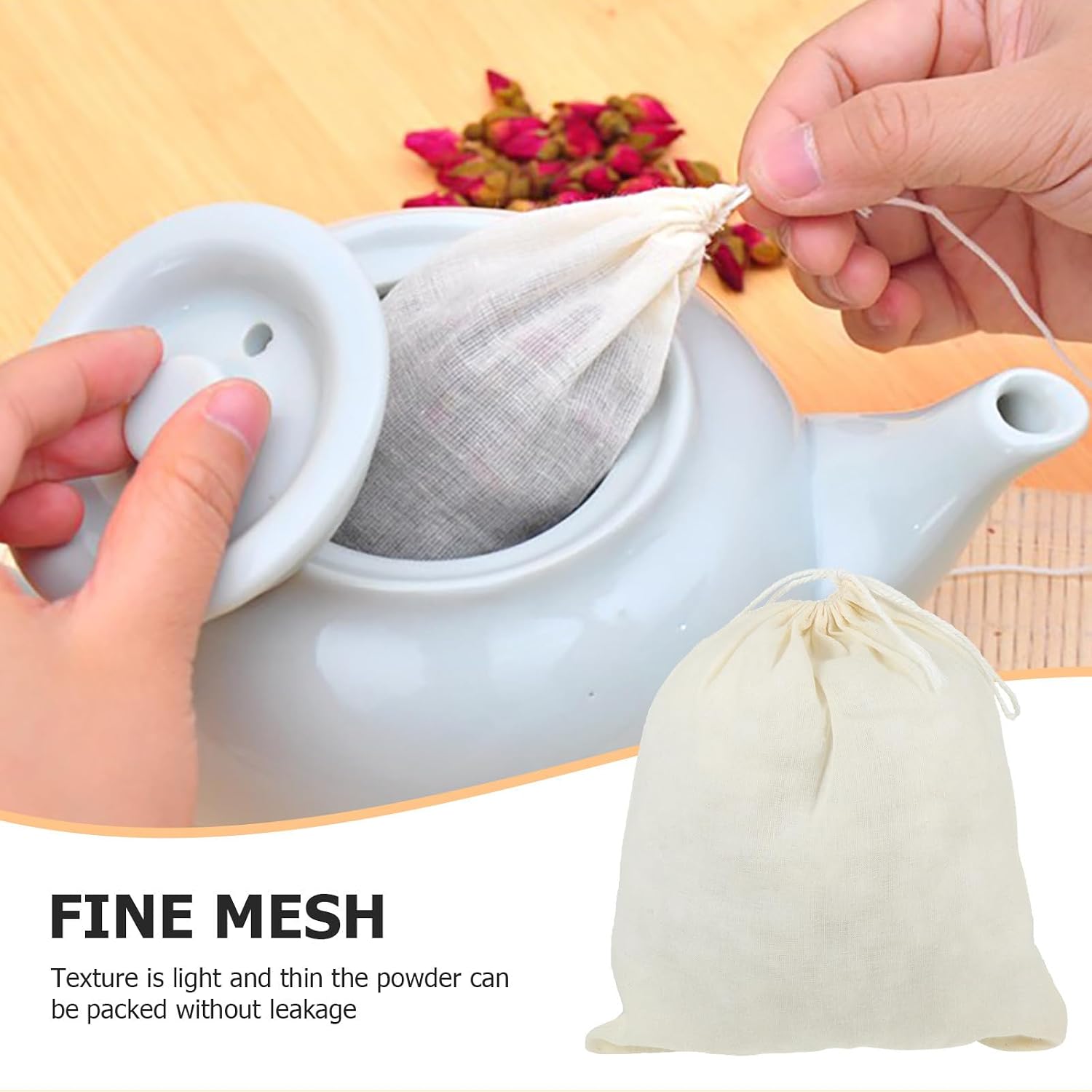 7pcs Cotton Filter Bags Reusable Drawstring Soup Strainers
