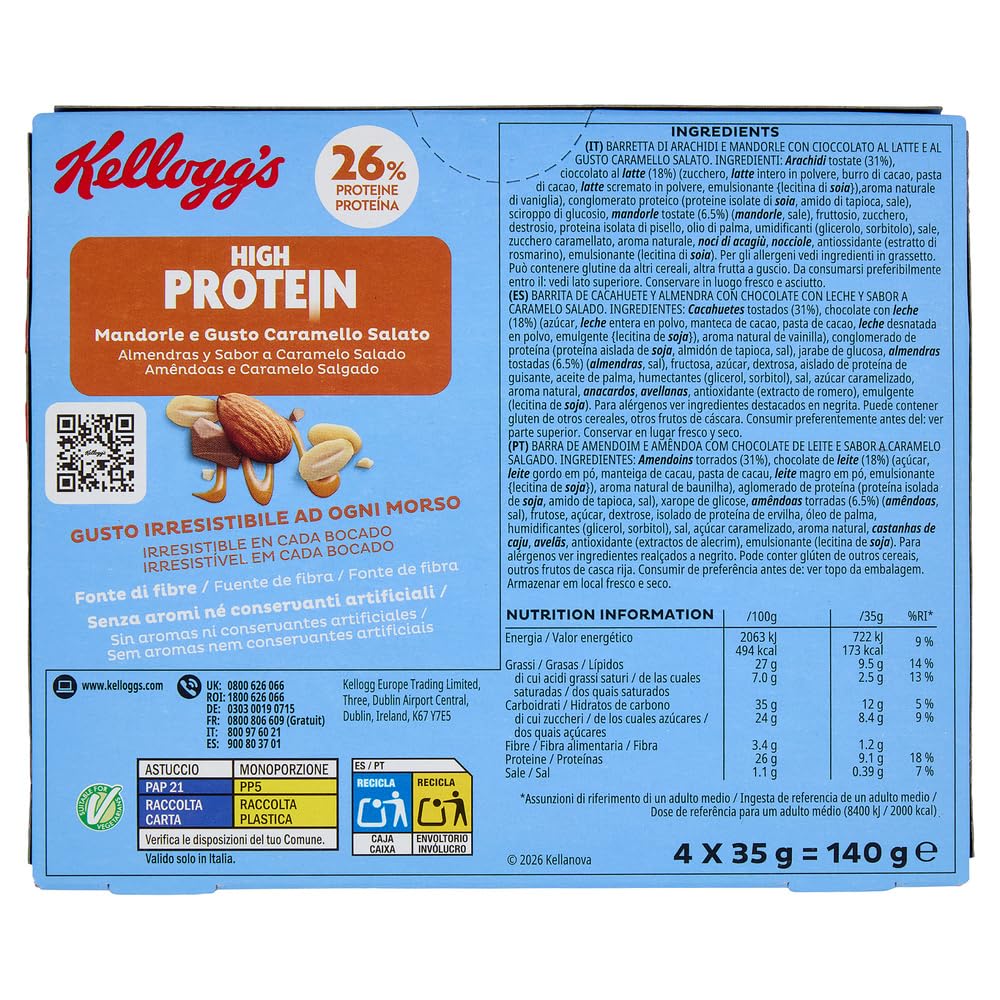 Italian Gourmet Proteinriegel Mandel & Salzkaramell 10x140g + Polpa