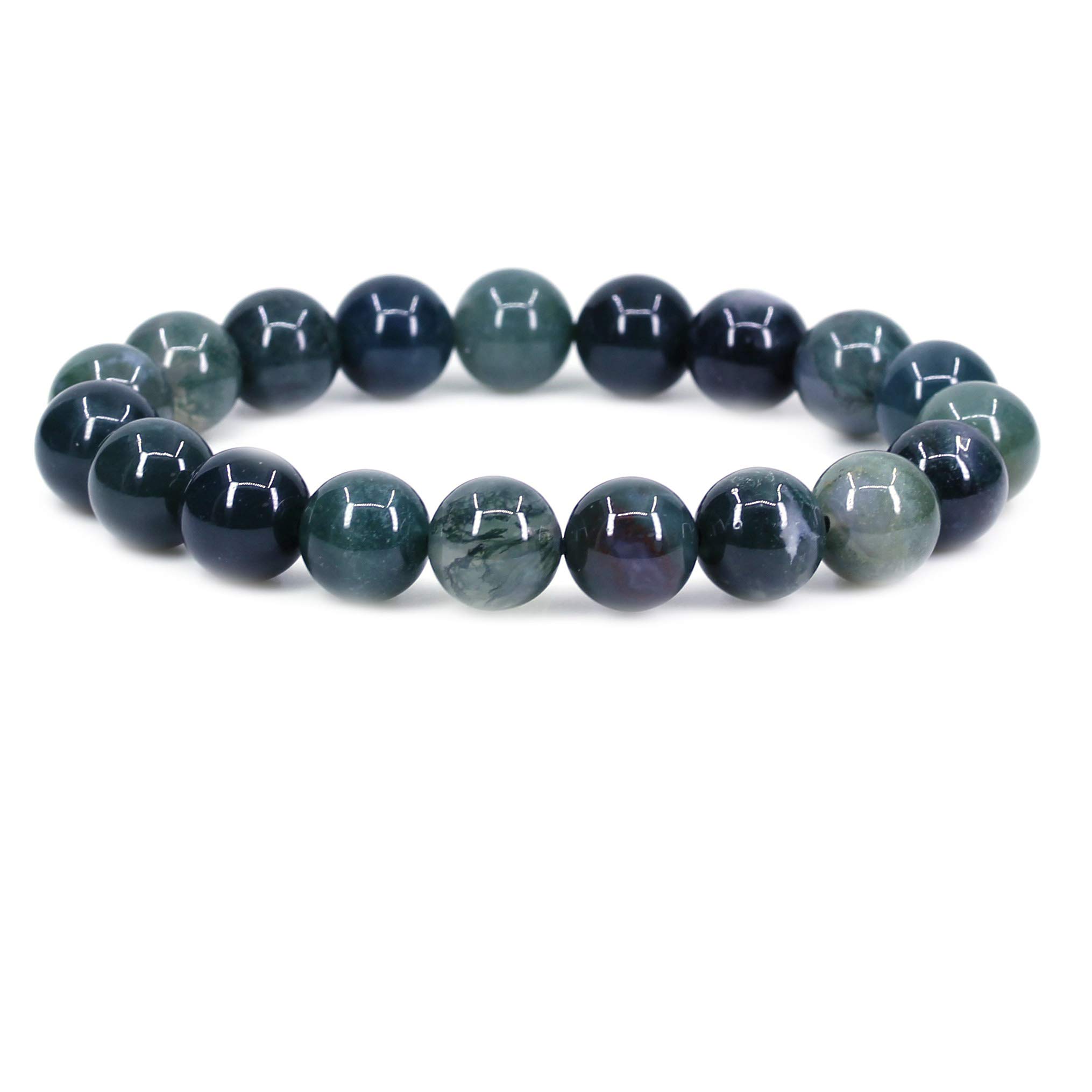 Keleny Gem Semi Precious Gemstones 10mm Round Beads Crystal Stretch Bracelet 7.2 Inch Unisex