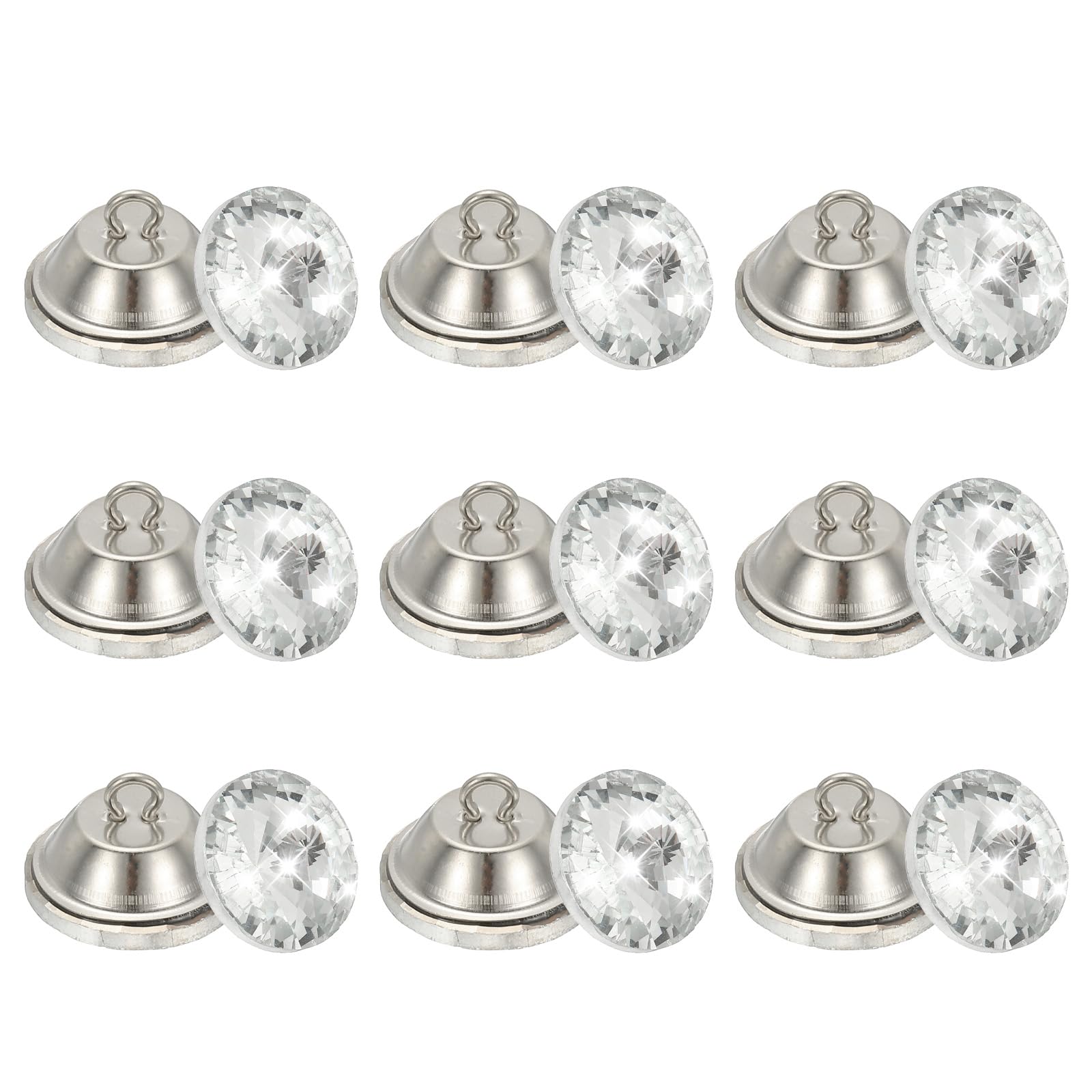 sourcing map 25 Pcs Rhinestone Crystal Buttons, 30mm Upholstery Tufting Buttons with Metal Loop for Sewing Sofa Bed Headboard DIY Crafts Decoration (Cubic)