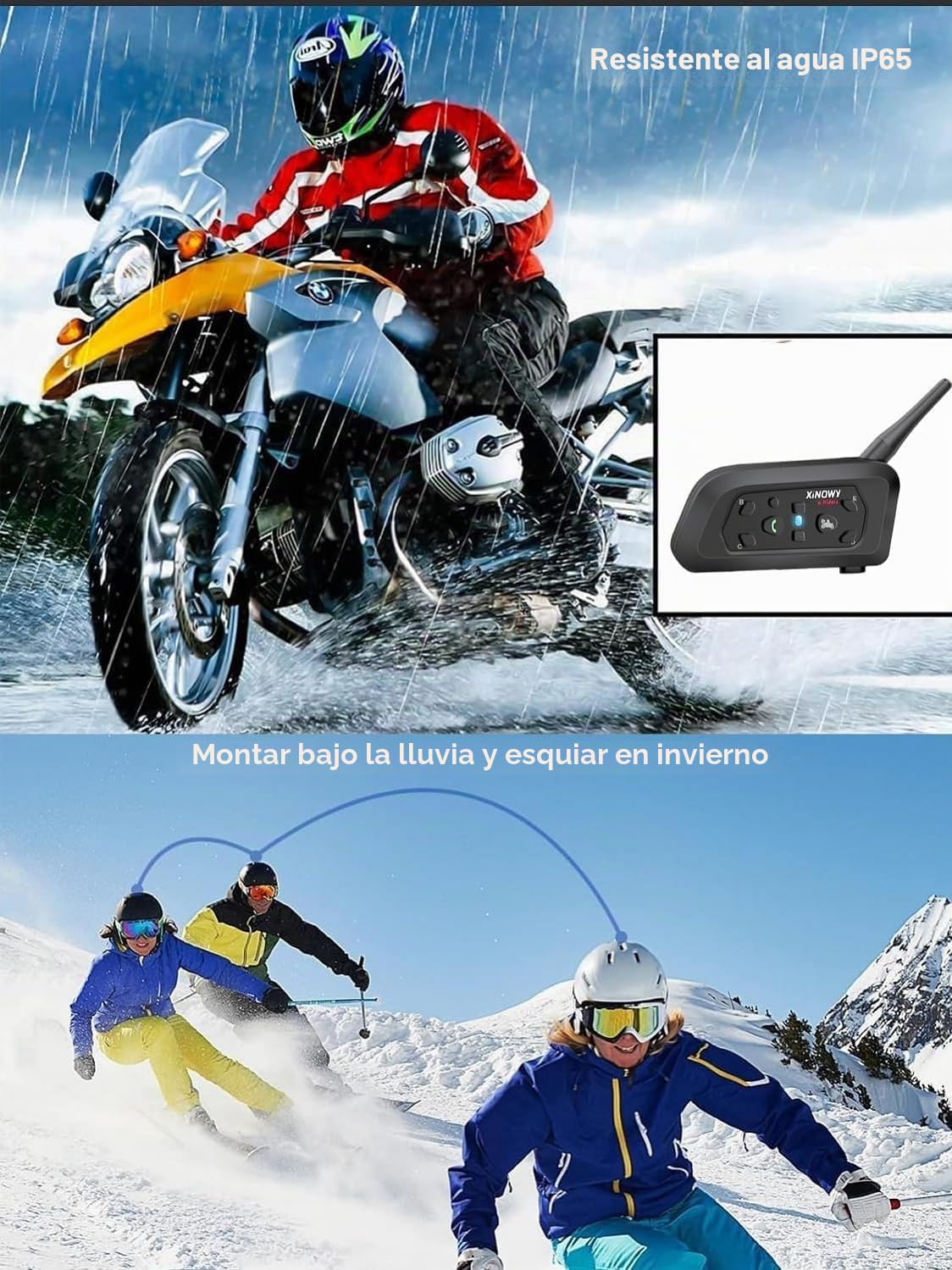 V6 Pro Intercom Moto Auriculares Bluetooth Comunicación Manos Libres para 6 Riders, 1200m, DSP/CVC Reducción de Ruido, Calidad de Sonido HD, IP67 Resistente al agua, Motocicleta/MTB (Pack 2)