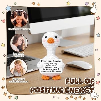 Silly Goose, Goose Crochet Animals, Crochet Animal Gift for Emotional Support, Decorative Companion for Desk and Office Spaces