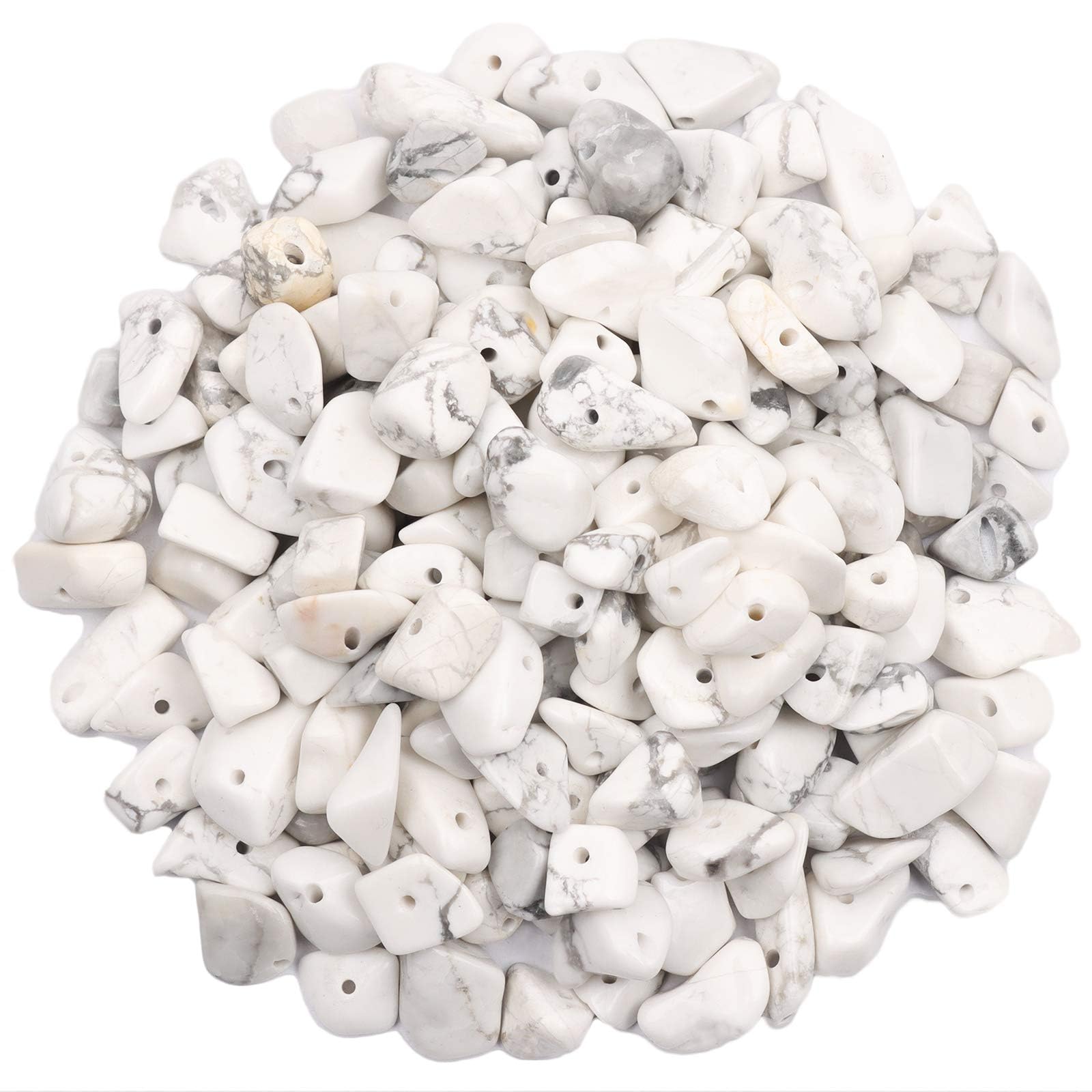 500 Stück Weiß Türki Edelstein perlen, edelsteine zum auffädeln,Kristall Steine Perlen, 5-8 mm Natürlichen Gebohrt Edelsteine für Armbänder, Ketten, Ohrringe,DIY Schmuck Machen Crafting