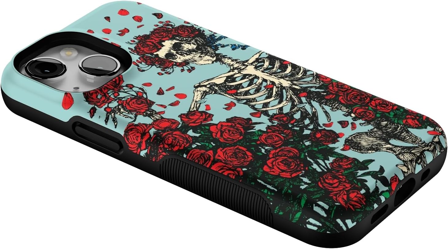 Casely iPhone 13 Mini Case | Forever Grateful | Grateful Dead Skeleton Floral | Compatible with MagSafe | Bold Protective Design
