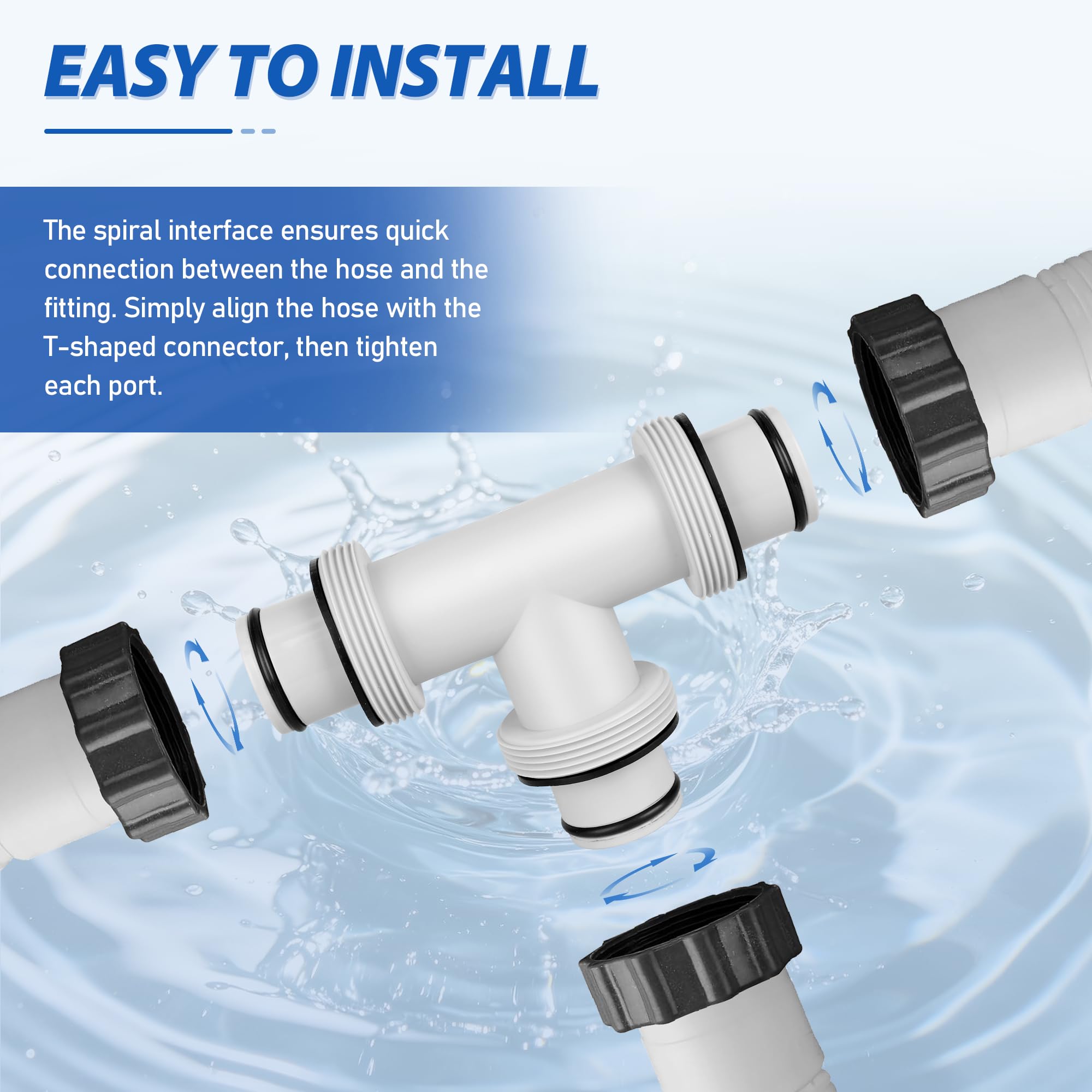 Kit de manguera de conector de piscina, para manguera de piscina Intex sobre el suelo, repuesto de conector de junta de 1.5 pulgadas (blanco)