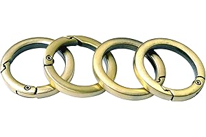 4pcs Round Brass Carabiner Metal Spring Key Ring, Flat O Ring for Purses BBC40