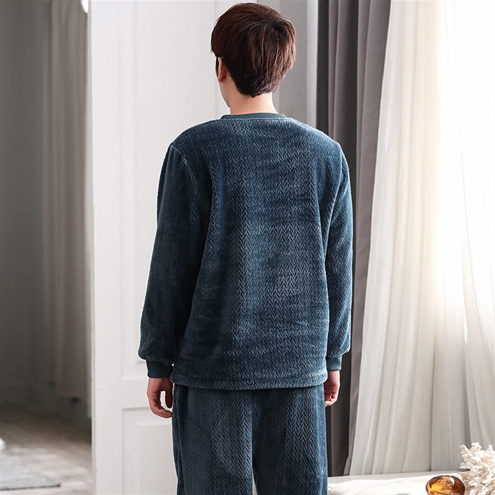 LAPASA - Pijama Hombre Invierno 100% Algodón Franela Pantalones A