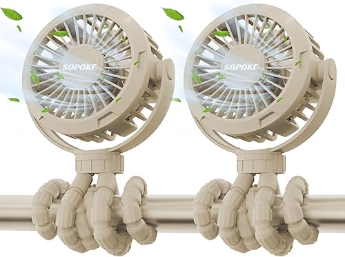 Vista 9 de Ventilador Mini Portátil para Cochecito de Bebé, Ventilador de Mano Personal de 3 Velocidades, Ventilador de Enfriamiento Recargable con Trípode