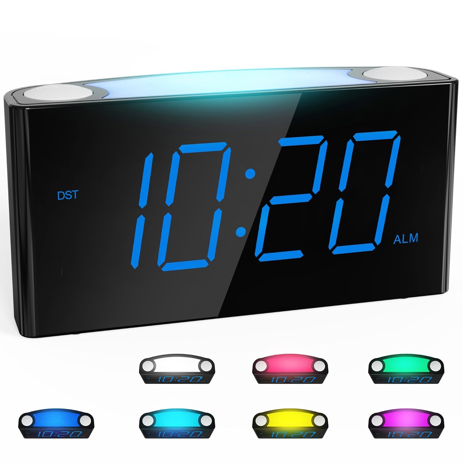 Rocam Digital Alarm Clock for Bedrooms - Large 7 5 LED Display with Dimmer Snooze 7 Color Night