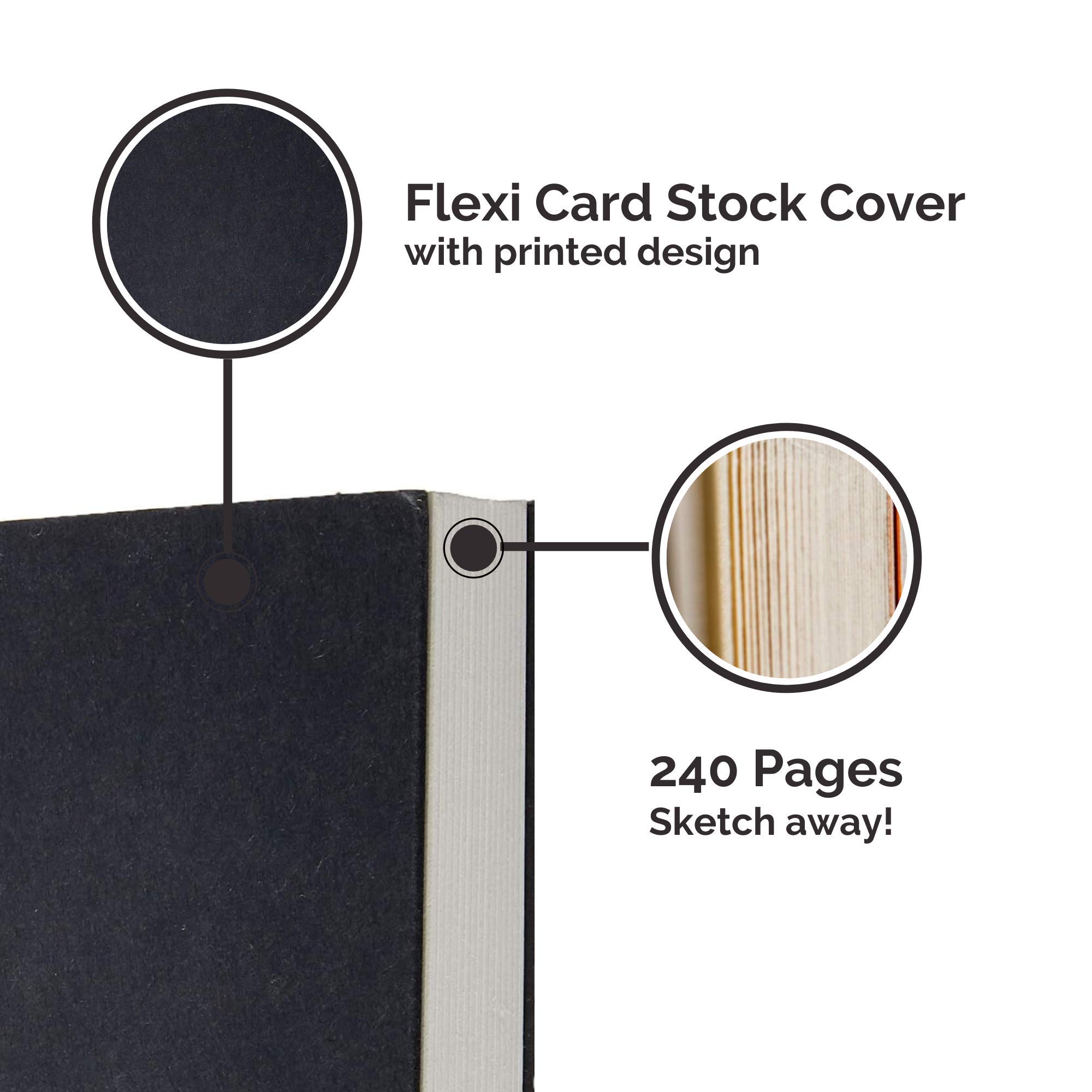 Piccadilly Black Open Bound Sketchbook | Flat-lay Drawing Notebook