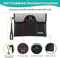 Vista 6 de Bolsa de dinero ignífuga de 5200°F con cerradura, bolsa de documentos ignífuga al agua con cremallera, 8 capas de aislamiento contra incendios