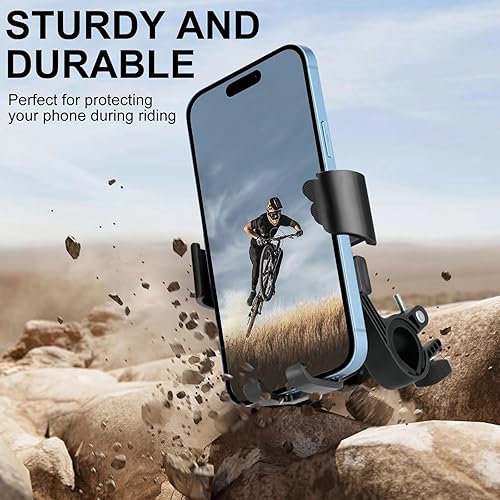 Miniatura 3 de Kairiyard Soporte de teléfono para motocicleta, 1s con bloqueo automático para teléfono, manillar de bicicleta, soporte de teléfono celular