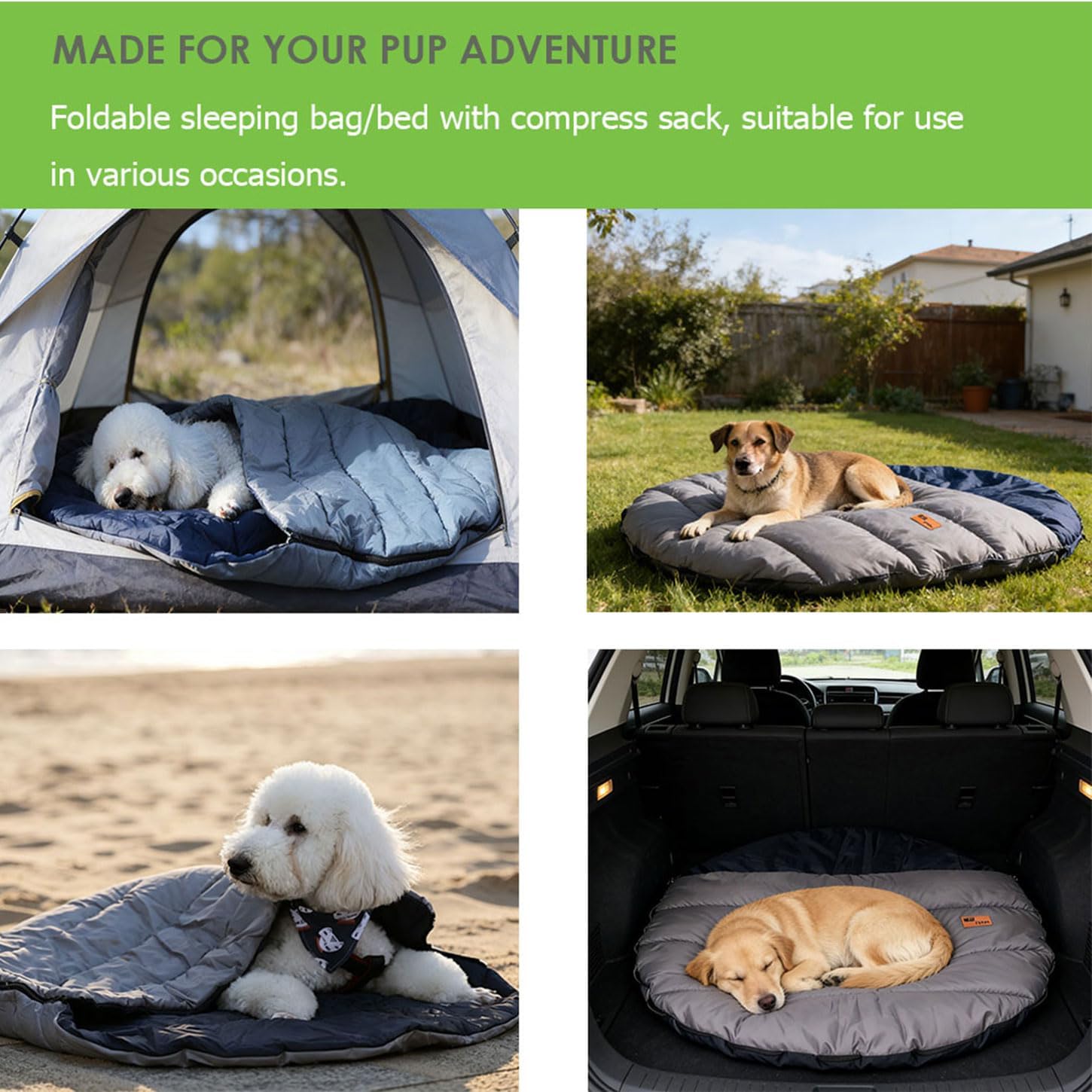 Soft Warm Dog Sleeping Bag, Large Portable Waterproof Camping Pet Bed, Packable Dog Bed for Camping, Hiking, Indoor Use image 4