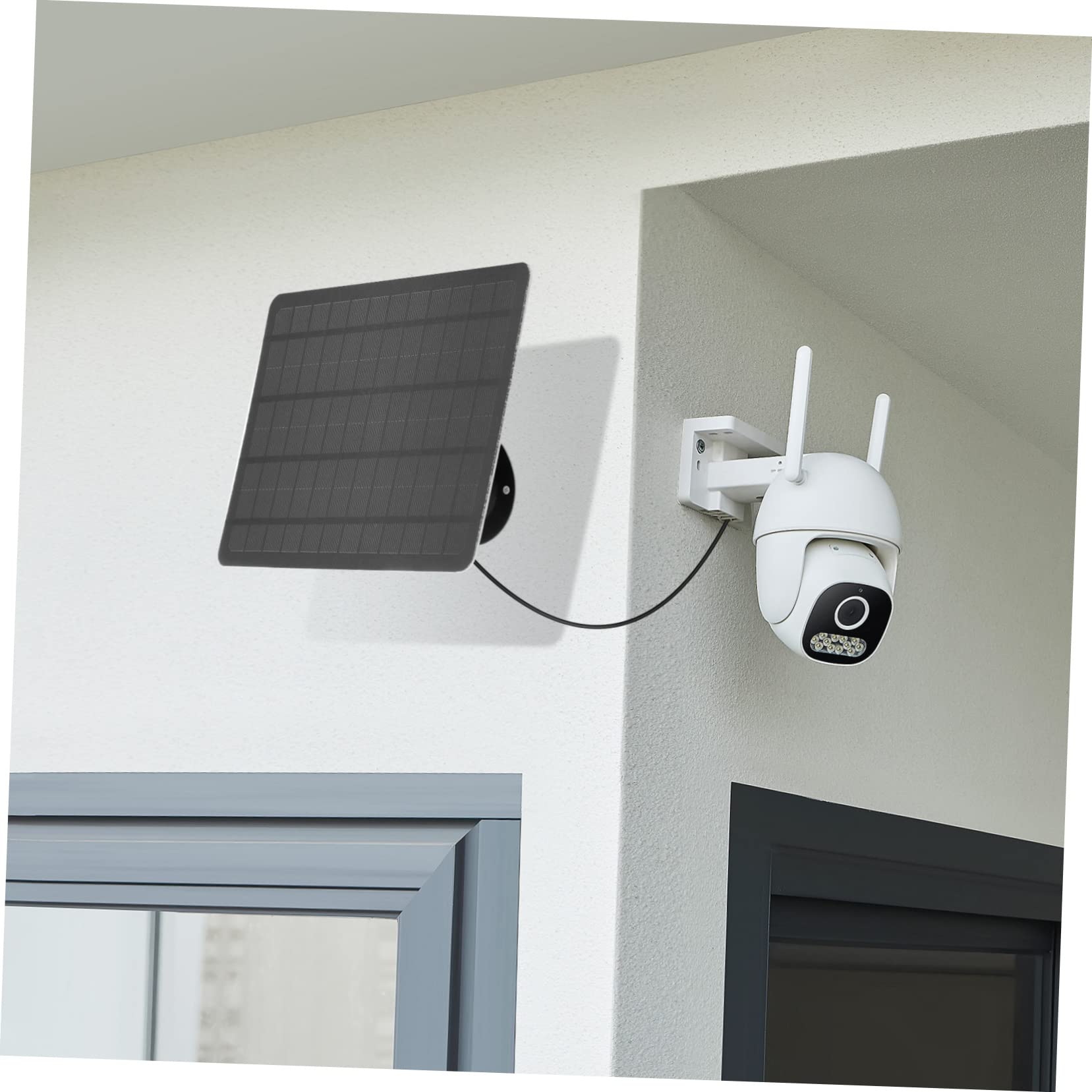 SUPVOX Pannello Solare per Telecamera di Sicurezza da 20W in Monocristallino, Ricarica Continua, Installazione Flessibile, Supporti a Muro