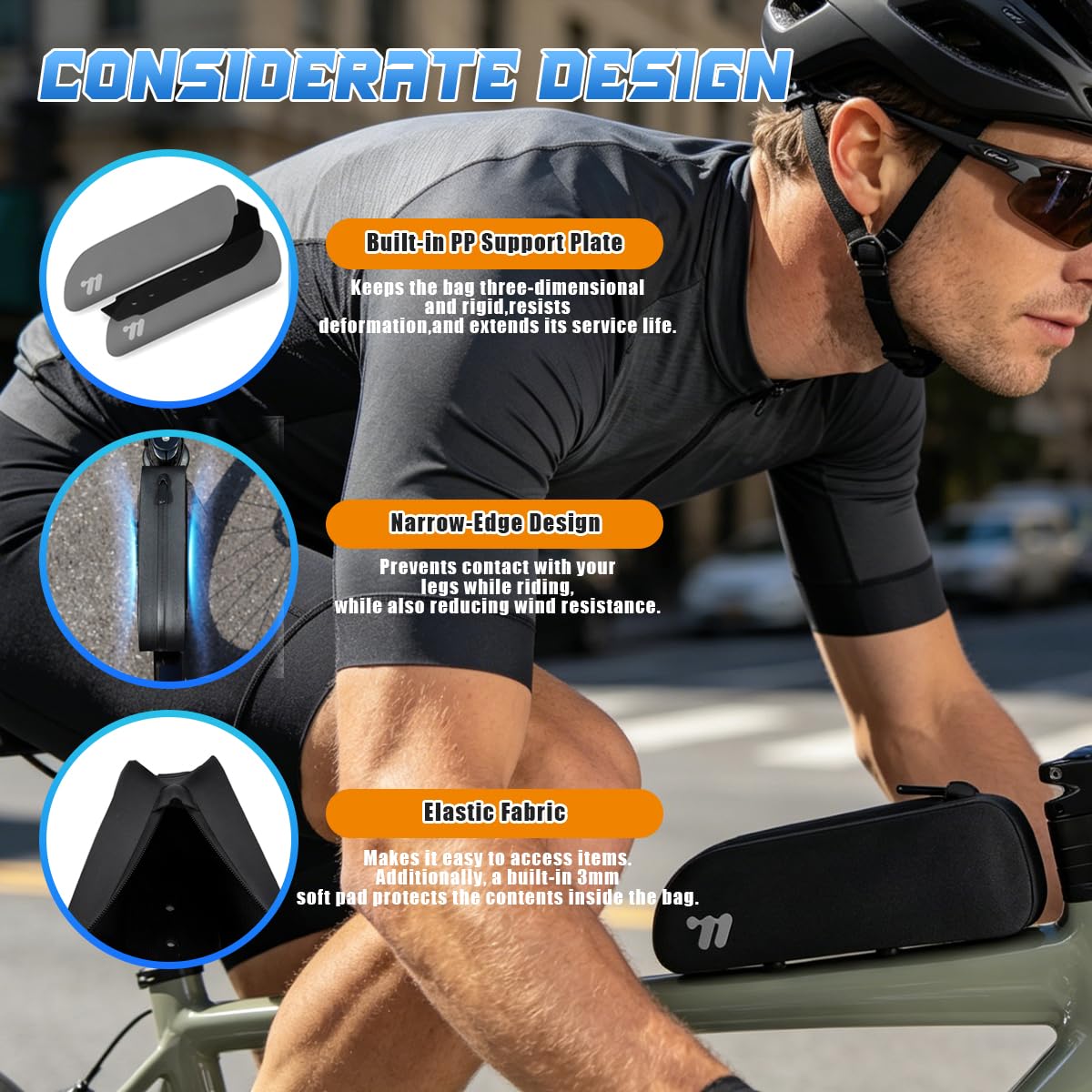 Borsa Telaio Bici,Borsa Bici,Borse Bici con Cinghie Adesive e Viti di Fissaggio,Borsa Bici Telaio Impermeabile per MTB,Bici da Strada,Bici da Città