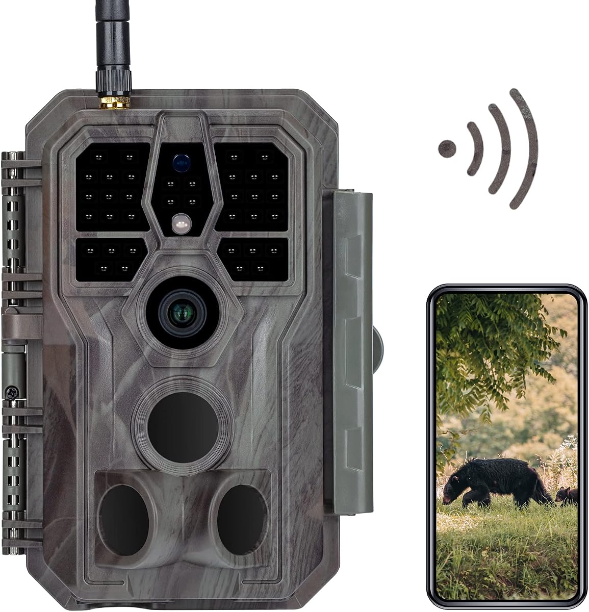 GardePro E8 WiFi Trail Camera (Non-Cellular), 48MP Photos, 1296P HD Videos, 120° Detection Angle with 0.1s Triple-PIR Motion Detection up to 100 ft, No-Glow Night Vision