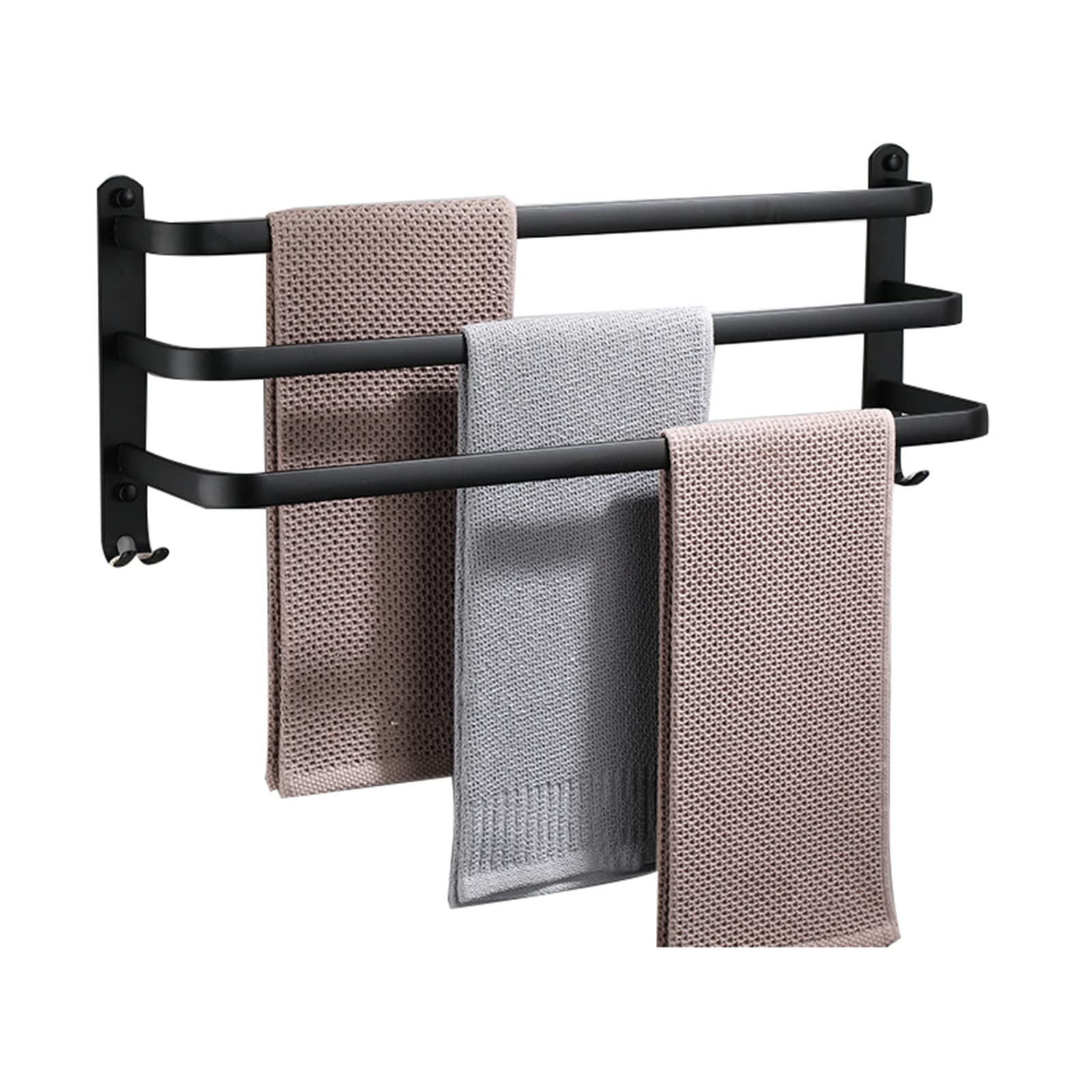Barre porte-serviettes triple sans perçage en aluminium pour salle de bain