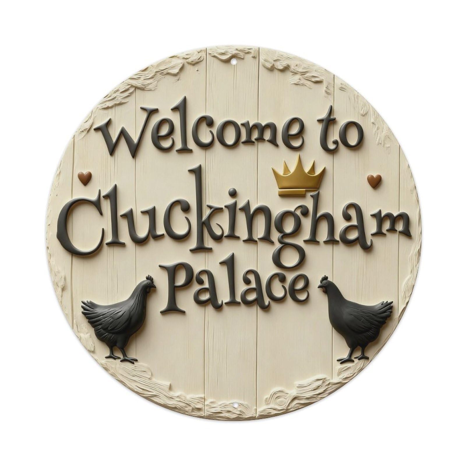 Zlatcbu Vintage Welcome To Cluckingham Palace Metal Tin Sign Retro Wall Art Poster, Decor For Home Living Room Bar Cafe Garage, 8X8 Inch