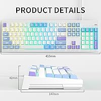 Vista 5 de MageGee Teclados cremosos, teclado clásico K2 con cable RGB retroiluminado 104 teclas, teclado ergonómico impermeable, teclados de PC