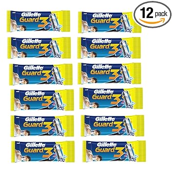 GILLETTE Guard 3 Blade shaving razor cartridge 12