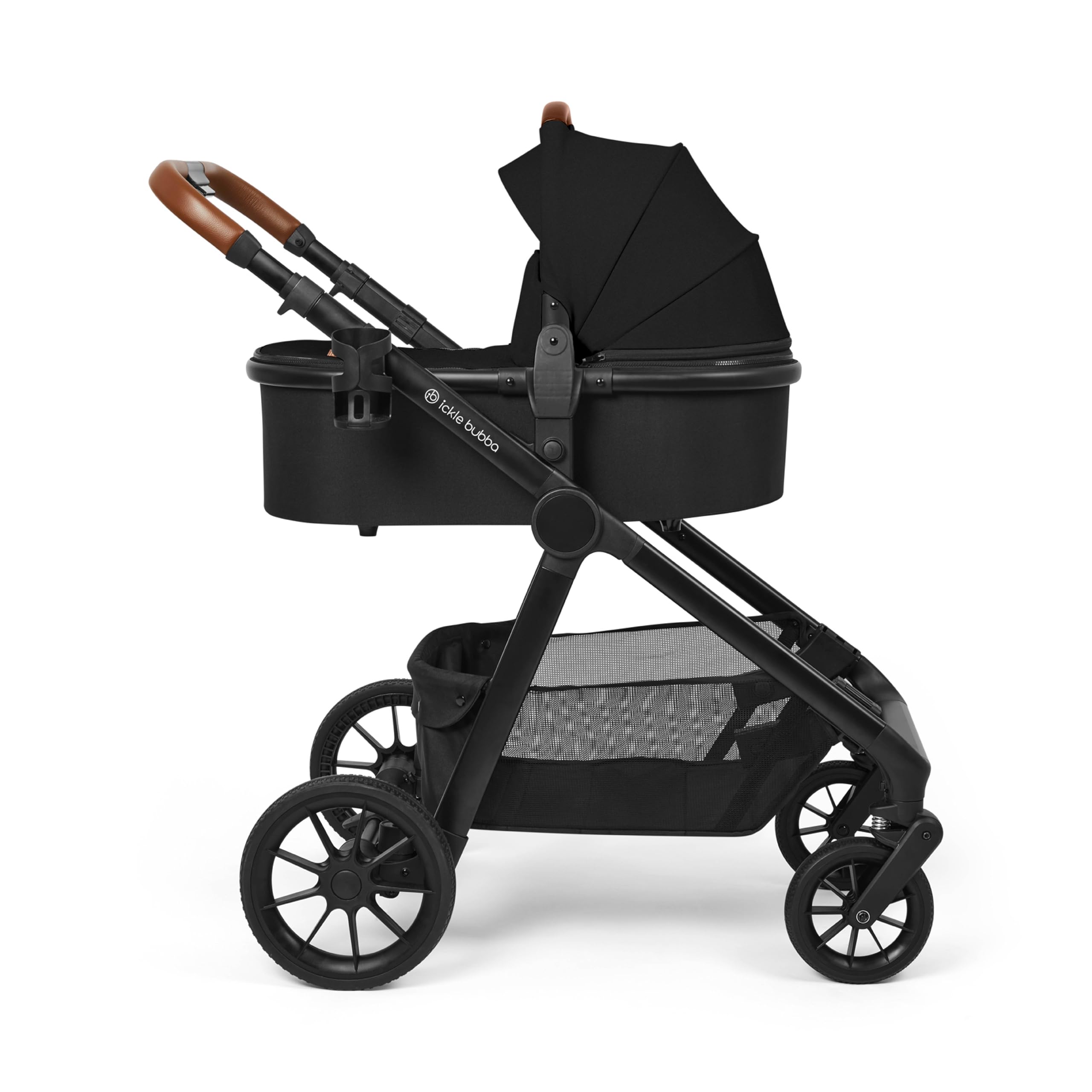 Ickle Bubba Virgo Growing Family 11-teiliger Kinderwagen Einzel- bis Doppel-Tandem mit Babywanne Fußsäcken Regenschutz Schwarz