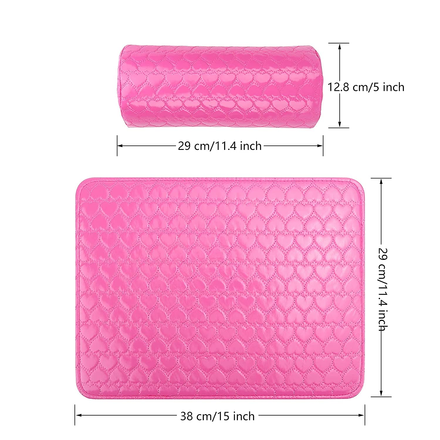 Store2508 Soft PU Leather Nail Art Hand Rest Cushion & Mat 2 Sets (Darkpink) 3