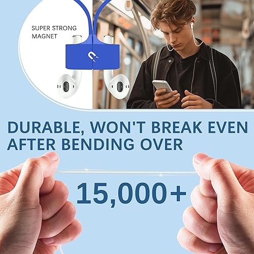 Miniatura 2 de Ultra Strong Magnetic AirPods Straps,Neck Rope Cord,Anti-Lost Straps for Airpods 4,3,2,1&Airpods Pro 2/1 Naranja,Negro