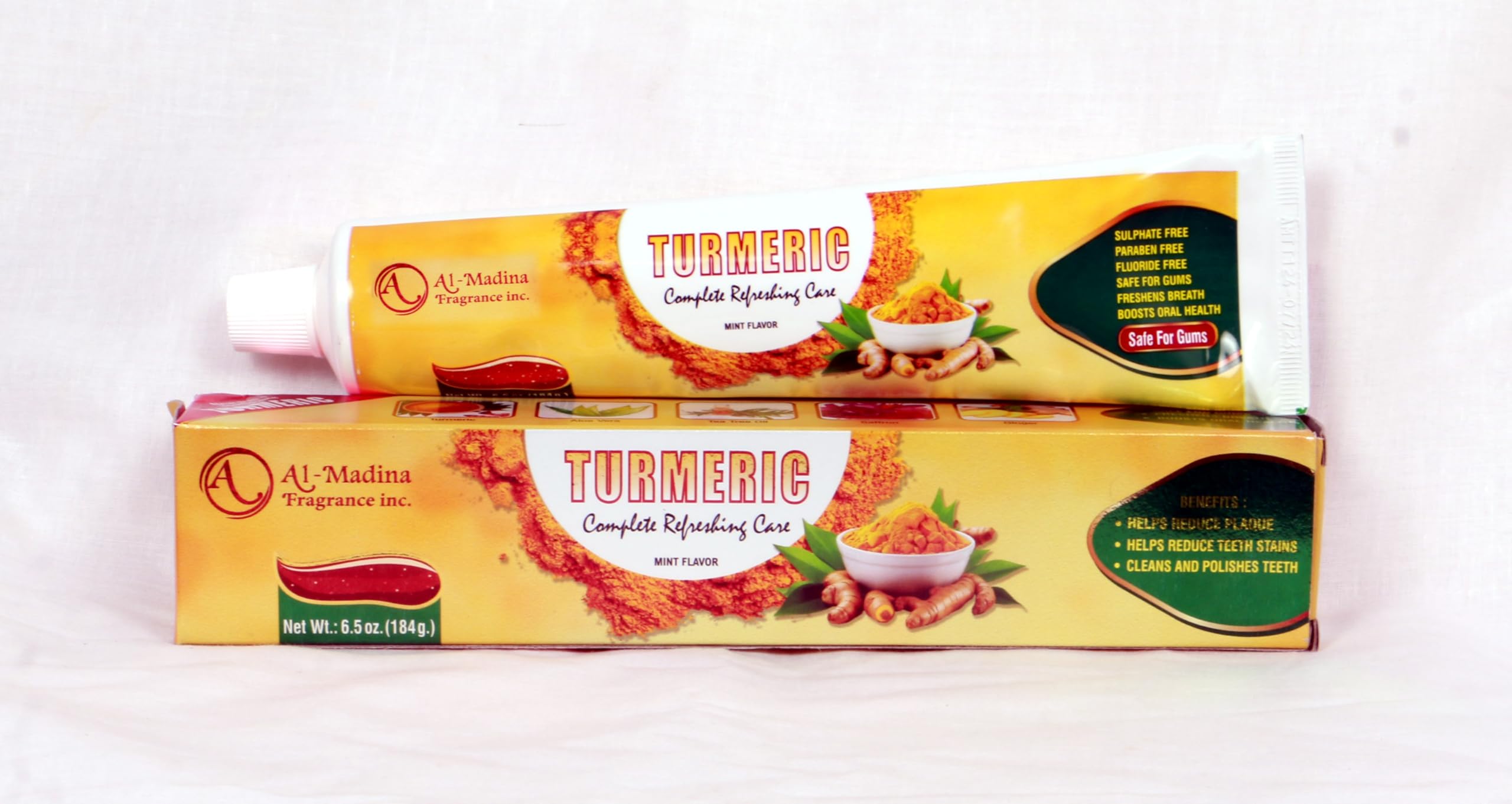 Turmeric Toothpaste - Fluoride Paraben Free Toothpaste - Saffron Tea Tree Aloe Vera Ginger - Complete Oral Care